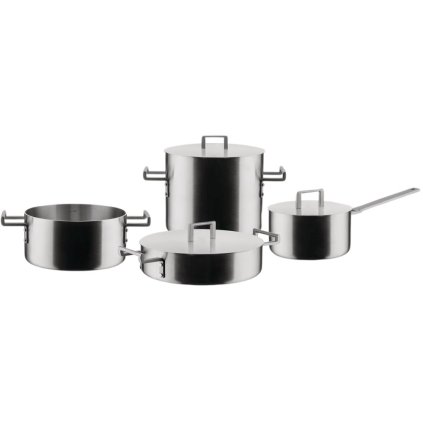 Zestaw patelni i garnków CONVIVIO, 4 elementy z pokrywkami, stal nierdzewna, Alessi