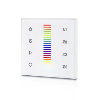 RF nástenný dotykový RGB LED ovládač Lux Miners SR-2830RGB-AC | 4 zóny | AC 230V