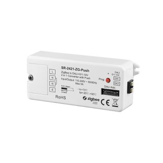 Prevodník PUSH-DIM a ZigBee na DALI alebo 0/1-10V Lux Miners SR-2421-ZG-PUSH | AC 230V