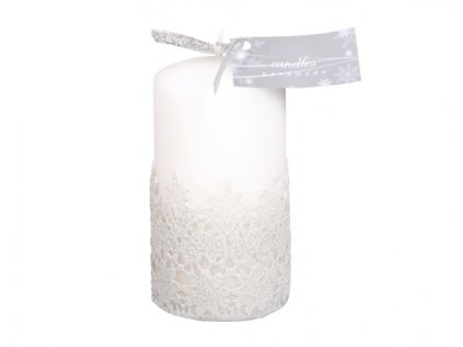 Svíčka KRAJKA VELUR VÁLEC vánoční matná d7x14cm