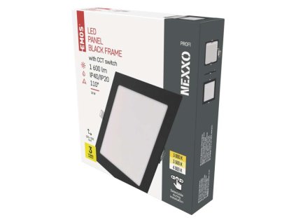 LED vestavné svítidlo NEXXO, čtvercové, černé, 18W, se změnou CCT