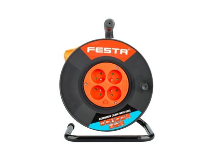 Kabel prodlužovací na bubnu FESTA 25m 4zásuvka 3x1.5mm IP20 MAX 3680W
