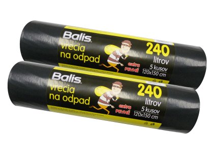 Pytle na odpad 120x150 cm 240l 75mic BALIS 5ks LDPE k10