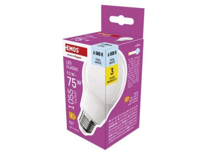 LED žárovka Classic A60 / E27 / 9,5 W (75 W) / 1055 lm / studená bílá