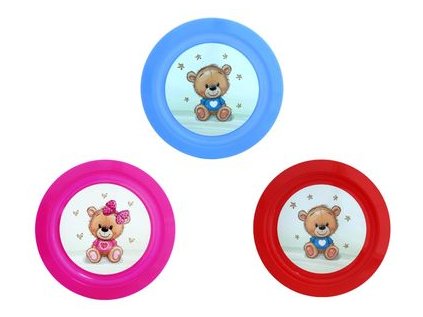 talíř d21cm měl. MEDVÍDEK TRIČKO IML, aqua, červ., dětský, plast