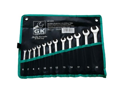 GK TOOLS Sada očkoplochých klíčů, chrom 12 dílů | 6-22 mm, textilní obal