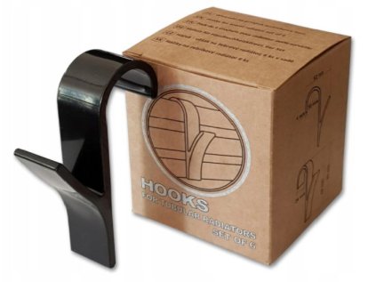 háček- 6ks koupel., na topný žebřík, černý, plast