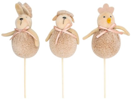 zápich ZVÍŘÁTKO 9cm, 3druhy, plyš+špejle, dek.