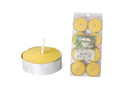 svíčka čaj. 8ks, proti hmyzu CITRONELLA, Al plech