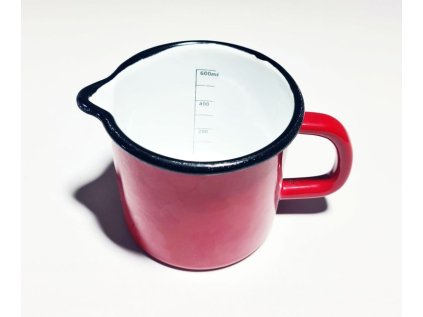 hrnek d10cm HL s výlevkou, měrka uvnitř, smalt, mix barev