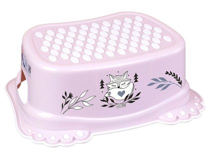 taburetka 1stup. 40x29,v.14cm, LIŠKA růžová, plast