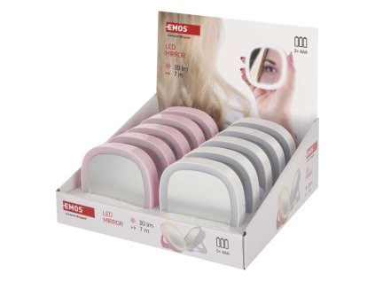 Kapesní kosmetické zrcátko s LED světlem, 10 ks, display box