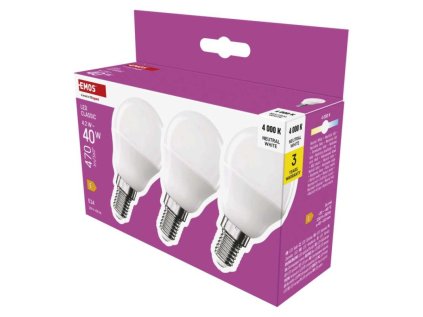 LED žárovka Classic Mini Globe / E14 / 4,2 W (40 W) / 470 lm / neutrální bílá