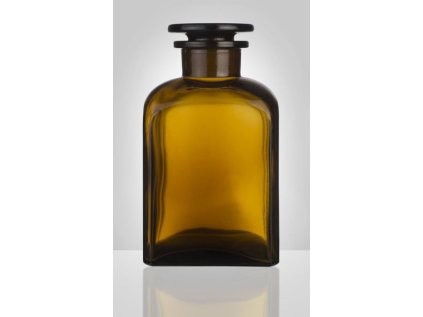 dóza-prachovnice 500ml-čtv.hnědá, zabr.víko, sklo