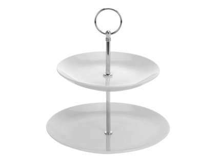 etažér 2patra, d17,21cm, porcelán/Cr