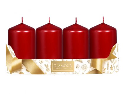 Svíčka adventní VÁLEC metalická lesklá d5x9cm 4ks