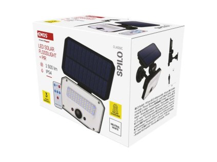 Solární LED reflektor SPILO s pohybovým čidlem, černý, neutrální bílá