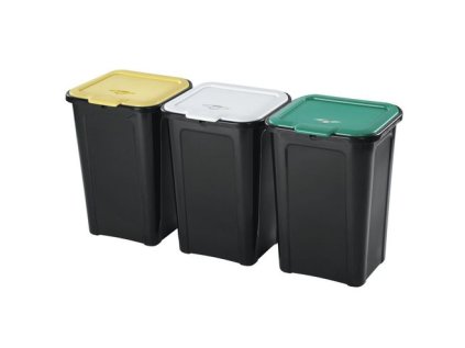 koš odp.3x45l TONTARELLI, černý, tříd.odp. 3ks-38,5x34,5x54,4cm