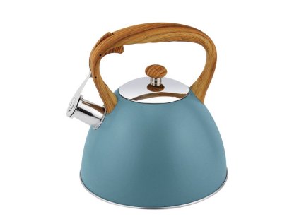 čajník 3,0l BLUE, víčko, indukce, modrý, rukojeť im.dřeva NR