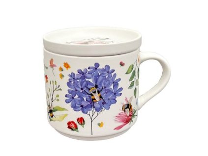 hrnek 450ml MEADOWS+víčko, d8x8,5cm, porcelán