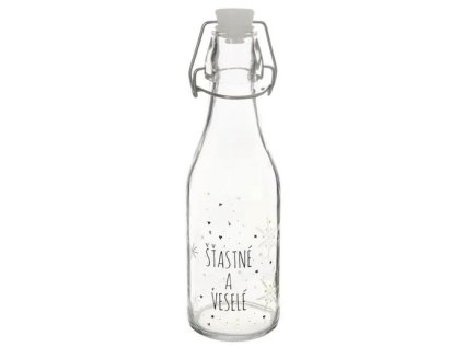 láhev 0,50l kul. ŠTASTNÉ a VESELÉ, VLOČKA, patent.uz., sklo