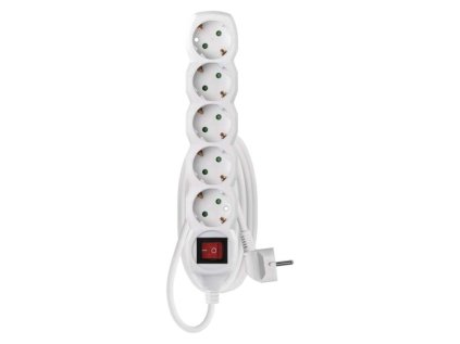 Prodlužovací kabel 1,4 m / 5 zásuvek / bílý / PVC / 1 mm2