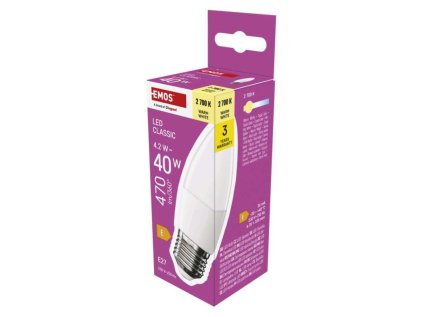 LED žárovka Classic svíčka / E27 / 4,2 W (40 W) / 470 lm / teplá bílá