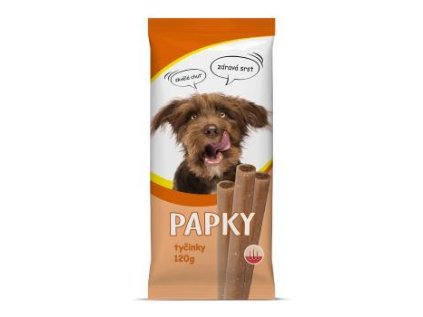 PAPKY Tyčinky pamlsek pro psy na srst a kůži 120 g