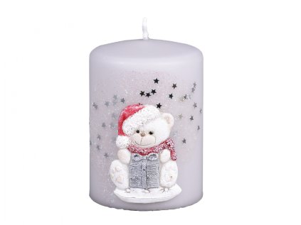 Svíčka TEDDY SVÁTEČNÍ vánoční d7x10cm