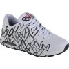 Bílé dámské tenisky Skechers Uno - Spread The Love s černo-šedým motivem
