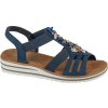 Tmavě modré dámské sandály na klínku Rieker Sandals
