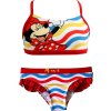 Červené dvoudílné plavky Minnie Mouse s volánky