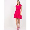 Fuchsiové šaty s vázáním v pase