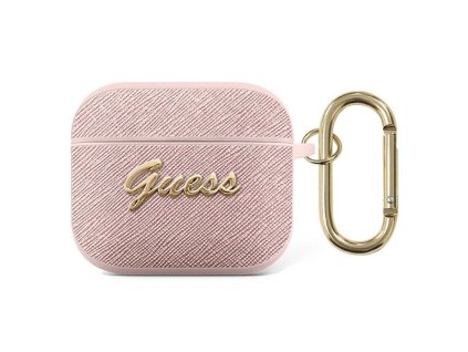 Guess GUA3SASMP Apple AirPods 3 pink Saffiano Script Metal Collection