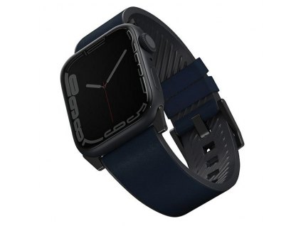 UNIQ Straden Apple Watch 4/5/6/7/SE/8/9/Ultra 44/45/49mm Leather Hybrid Strap blue