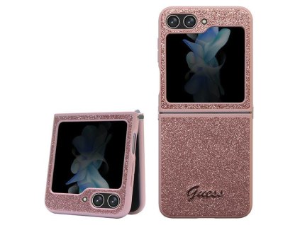 Guess GUHCZF5HGGSHP Samsung Galaxy Z Flip 5 hardcase Glitter Script pink