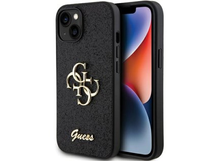 Guess GUHCP15SHG4SGK Apple iPhone 15 hardcase Glitter Script Big 4G black