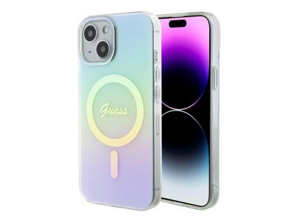 Guess GUHMP15SHITSQ Apple iPhone 15 hardcase IML Iridescent MagSafe turquoise