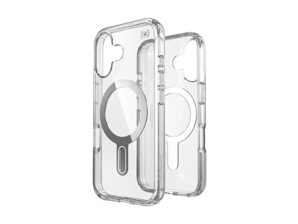 Speck Presidio Perfect-Clear ClickLock & MagSafe Apple iPhone 16 (Clear / Chrome Finish / Serene Silver)