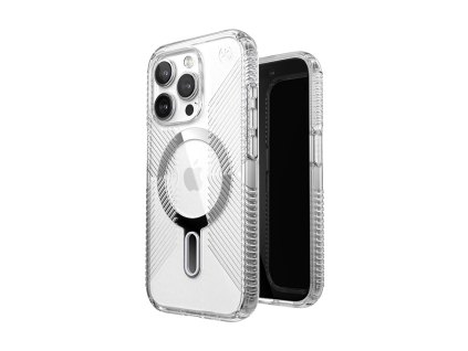 Speck Presidio Perfect-Clear Grip ClickLock MagSafe Apple iPhone 15 Pro (Clear/Chrome Finish/Serene Silver)