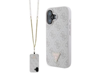 Guess GUHCP16SP4TDSCPP Apple iPhone 16 hardcase Leather Metal Logo Strass Crossbody pink