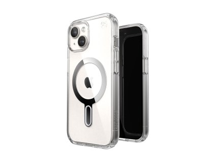 Speck Presidio Perfect-Clear ClickLock MagSafe Apple iPhone 15 (Clear/Chrome Finish/Serene Silver)