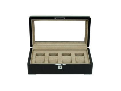 Rothenschild RS-3420-4-BL-TAN Watch Box Black [4] with beige velvet
