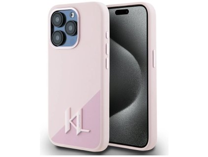Karl Lagerfeld Silicone Shaw Metal Initial MagSafe  Apple iPhone 15 Pro Max rose
