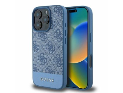 Guess GUHCP16XG4GLBL Apple iPhone 16 Pro Max hardcase 4G Bottom Stripe blue