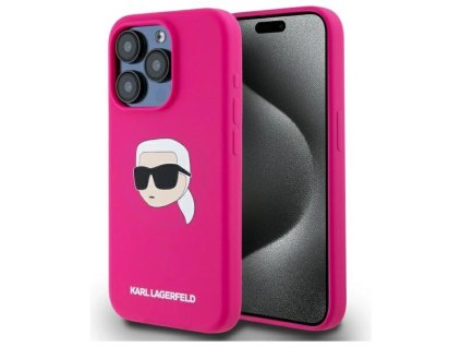 Karl Lagerfeld KLHMP15XSKHPPLF Apple iPhone 15 Pro Max hardcase Silicone Karl Head Print MagSafe fuchsia/fuschia