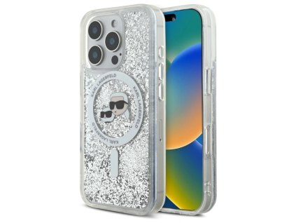 Karl Lagerfeld KLHMP16LLGKCSGH Apple iPhone 16 Pro hardcase Liquid Glitter Karl&Choupette Head Magsafe transparent
