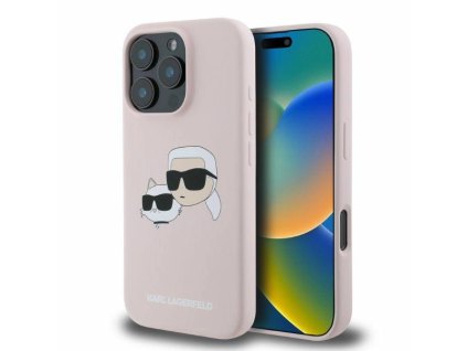 Karl Lagerfeld KLHMP16LSKCHPPLP Apple iPhone 16 Pro hardcase Silicone uble Heads Print MagSafe rose