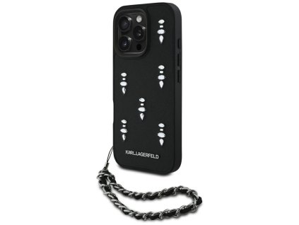 Karl Lagerfeld Saffiano Crystals w/Chain  Apple iPhone 16 Pro black