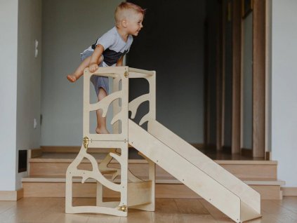 Multifunkční učící věž 3v1 se skluzavkou Tree Přírodní